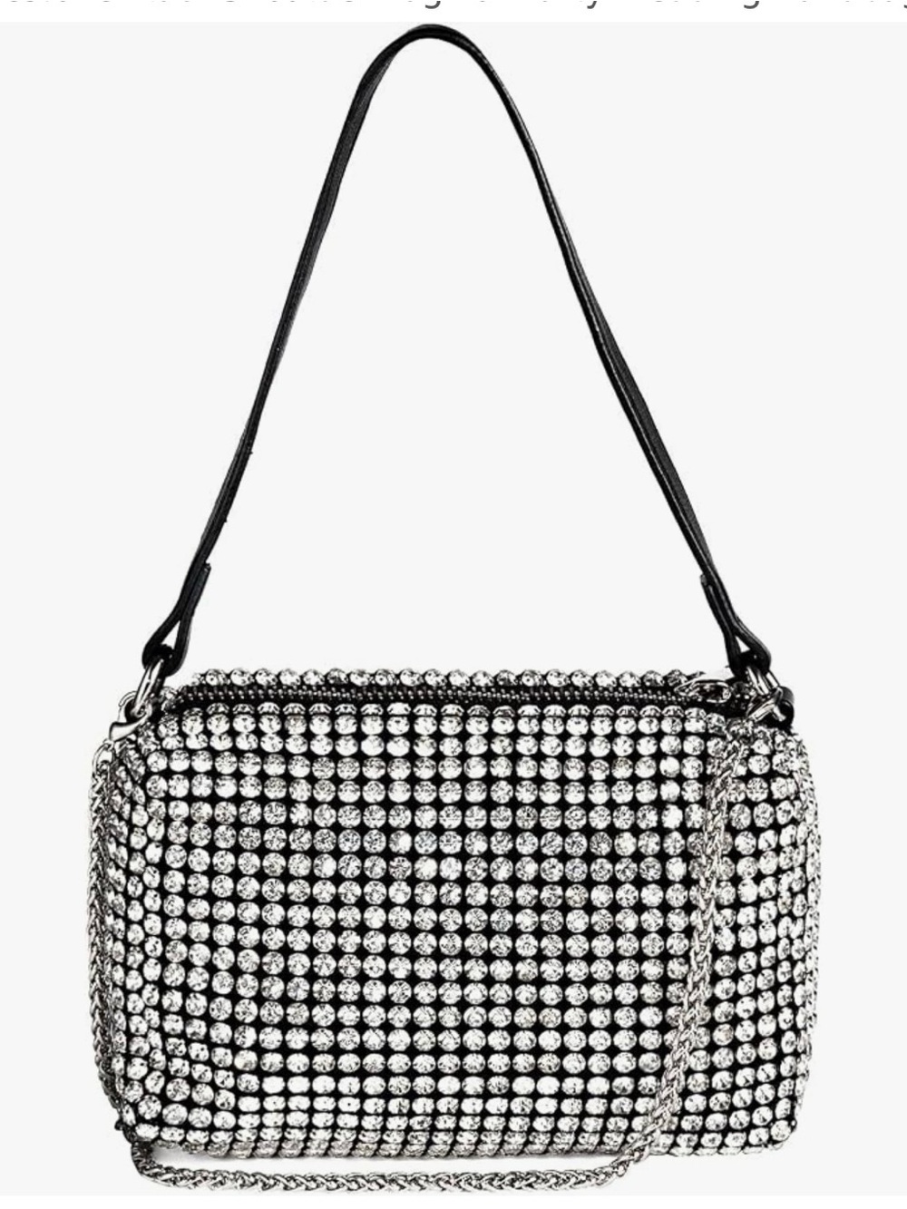 Crystal-Embellished Black Shoulder Bag